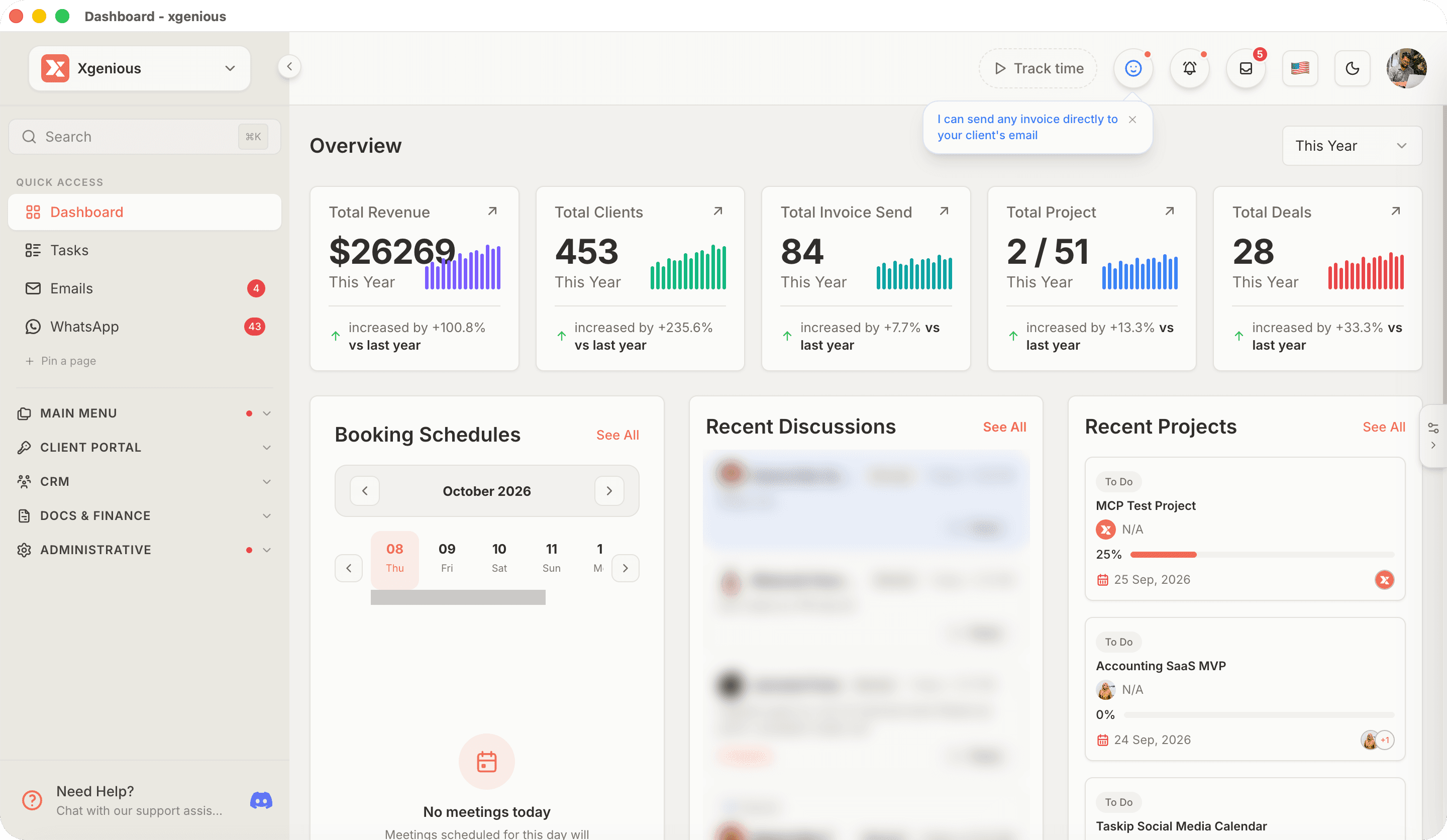The Taskip dashboard running in the Mac app