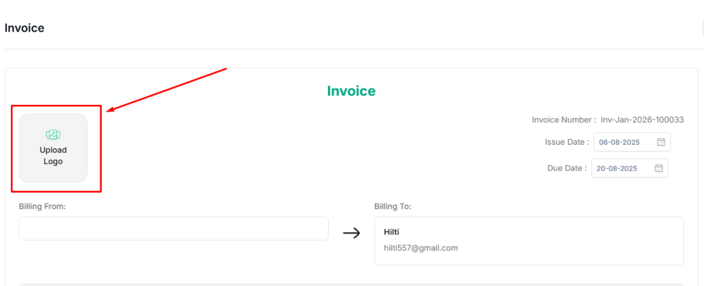 upload logo in Taskip invoice 