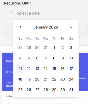 Add recurring period in Taskip invoice 
