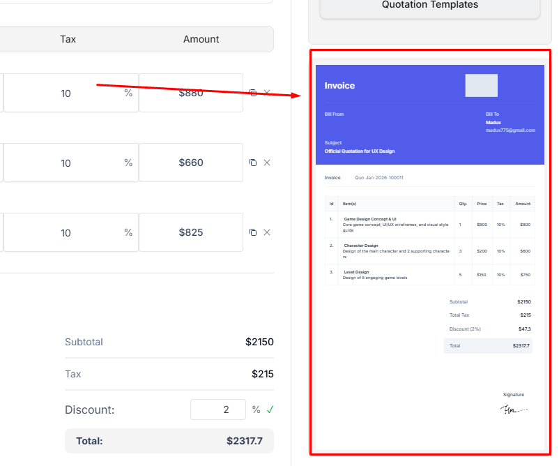 Taskip auto Quotation Creation 