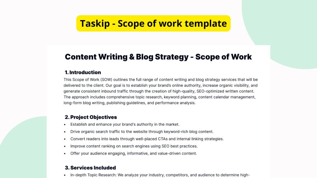 Content Writing & Blog Strategy - Scope of Work