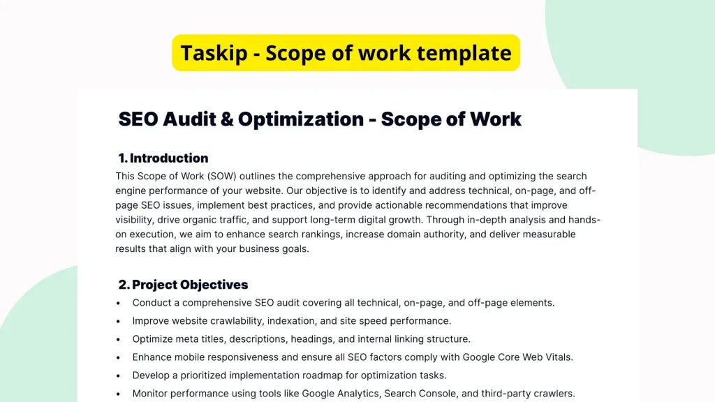 SEO Audit & Optimization Scope of Work Template