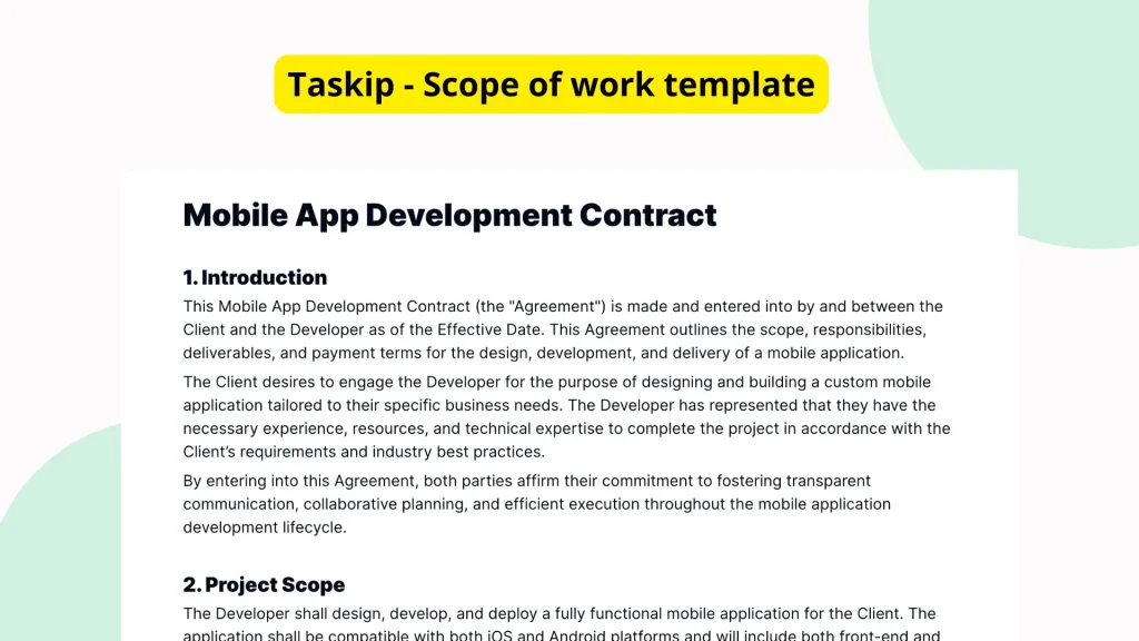 Mobile App Development Contract Template