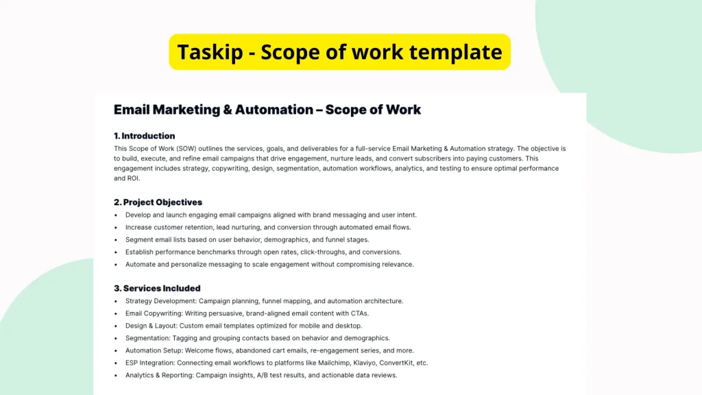 Email Marketing & Automation – Scope of Work Template