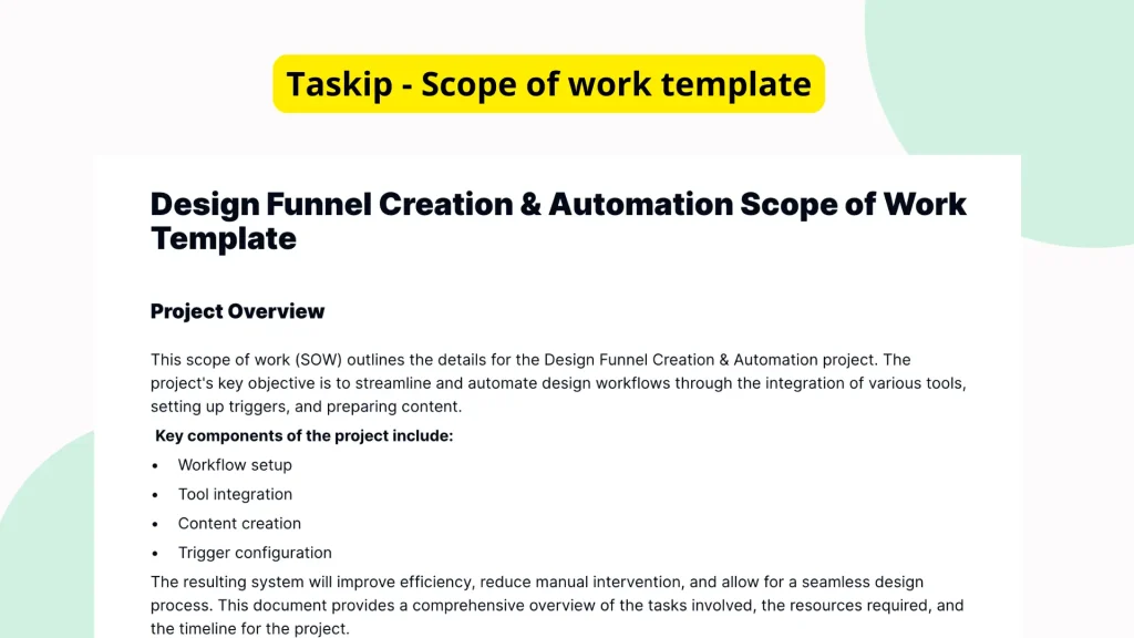 Design Funnel Creation & Automation Scope of Work Template