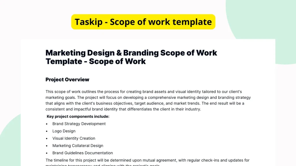 Marketing Design & Branding Scope of Work Template