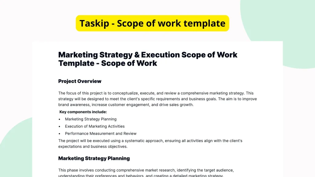 Marketing Strategy & Execution Scope of Work Template