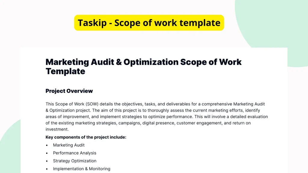 Marketing Audit & Optimization Scope of Work Template