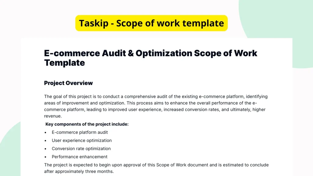 E-commerce Audit & Optimization Scope of Work Template