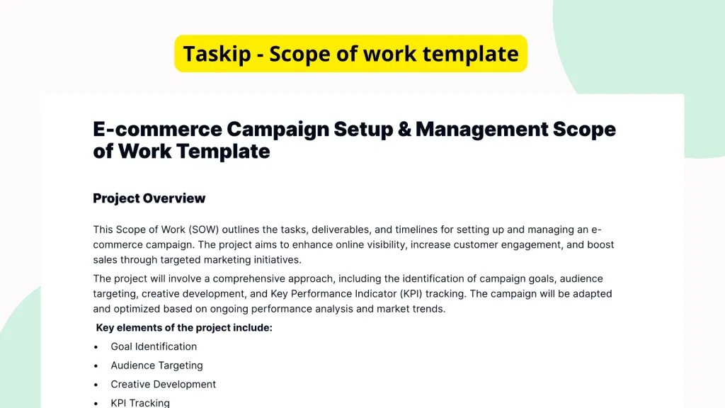 E-commerce Campaign Setup & Management Scope of Work Template
