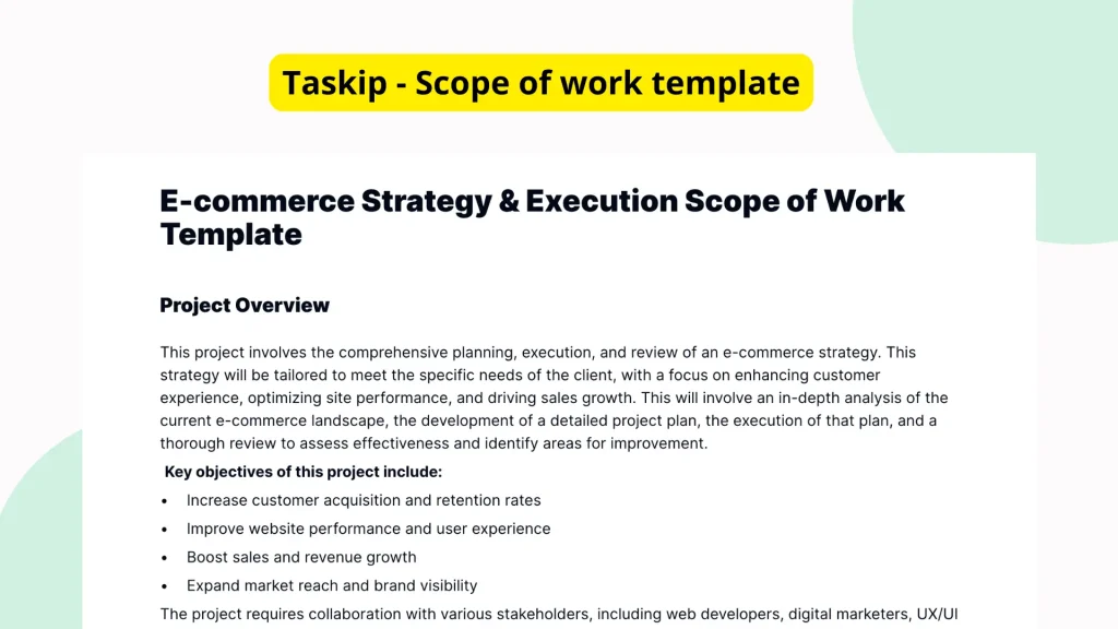 E-commerce Strategy & Execution Scope of Work Template