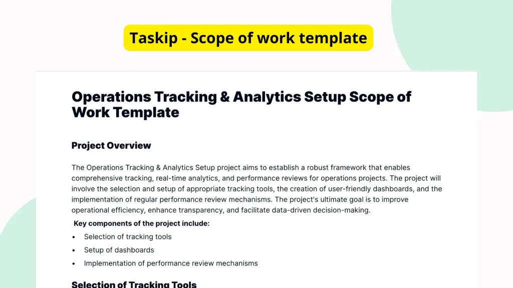 Operations Tracking & Analytics Setup Scope of Work Template