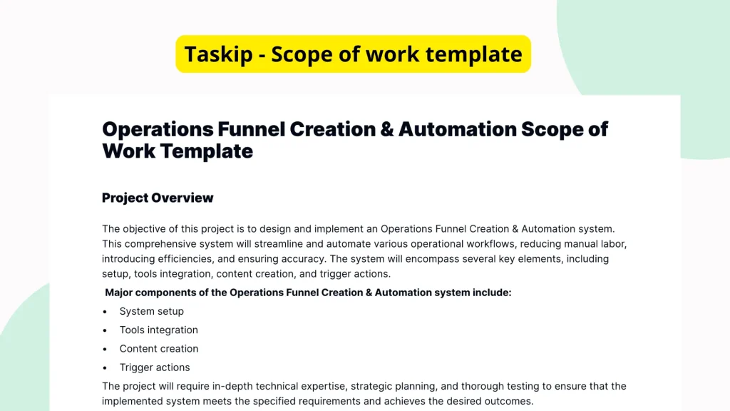 Operations Funnel Creation & Automation Scope of Work Template
