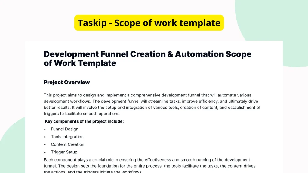 Development Funnel Creation & Automation Scope of Work Template