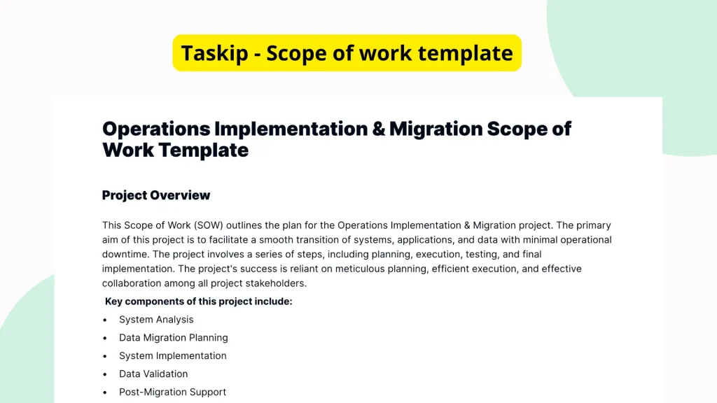 Operations Implementation & Migration Scope of Work Template