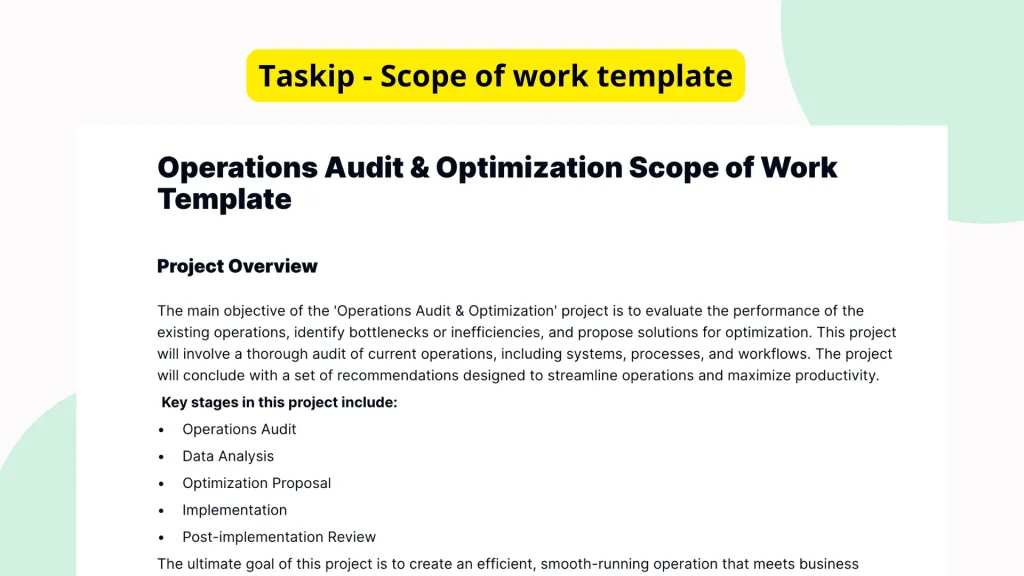Operations Audit & Optimization Scope of Work Template