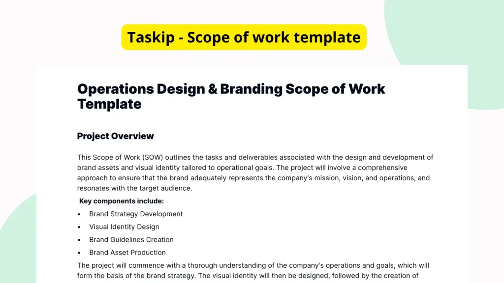 Operations Design & Branding Scope of Work Template