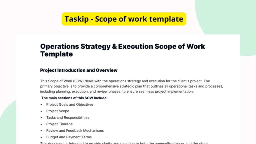 Operations Strategy & Execution Scope of Work Template