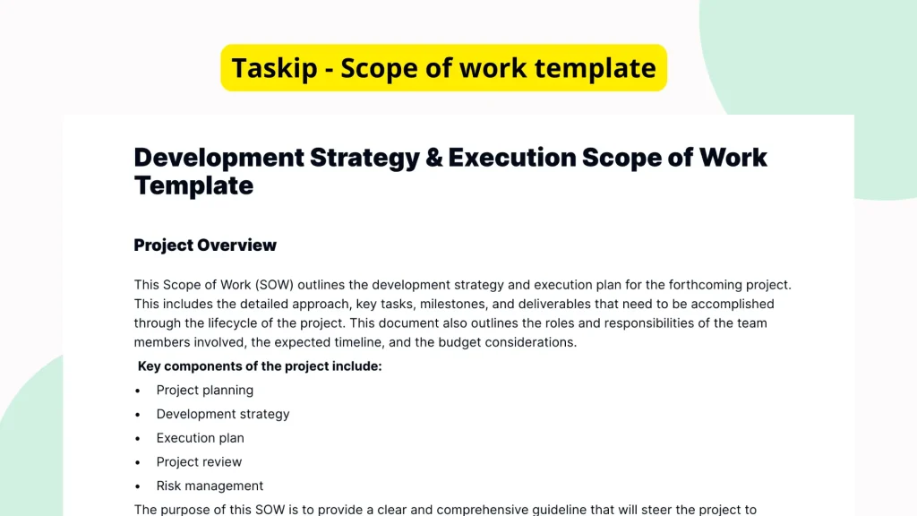Development Strategy & Execution Scope of Work Template
