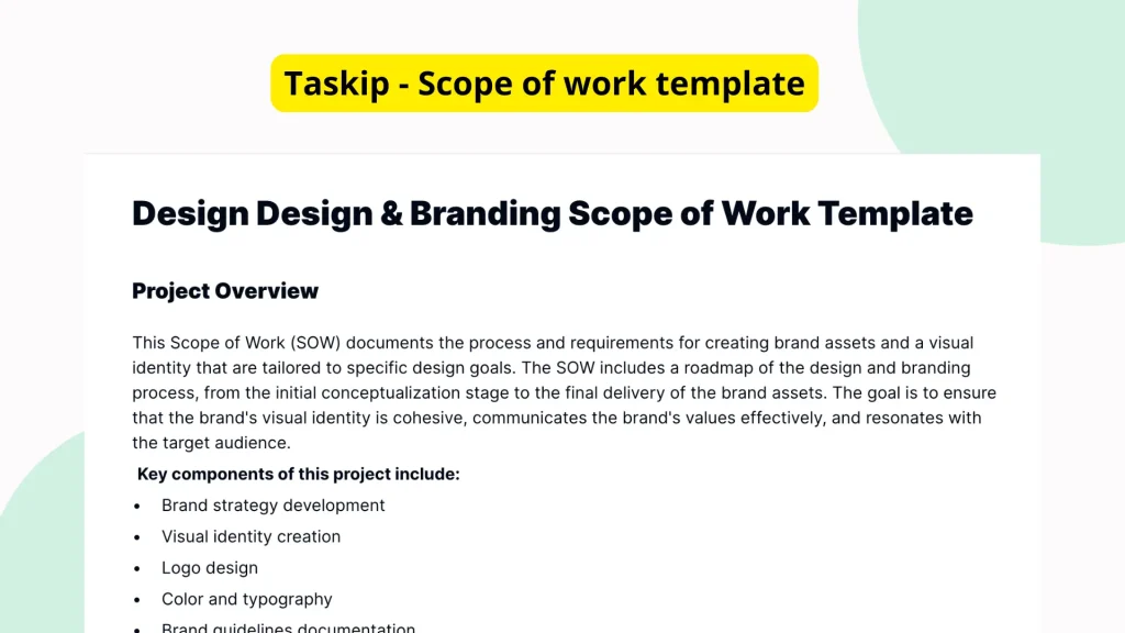 Design Design & Branding Scope of Work Template