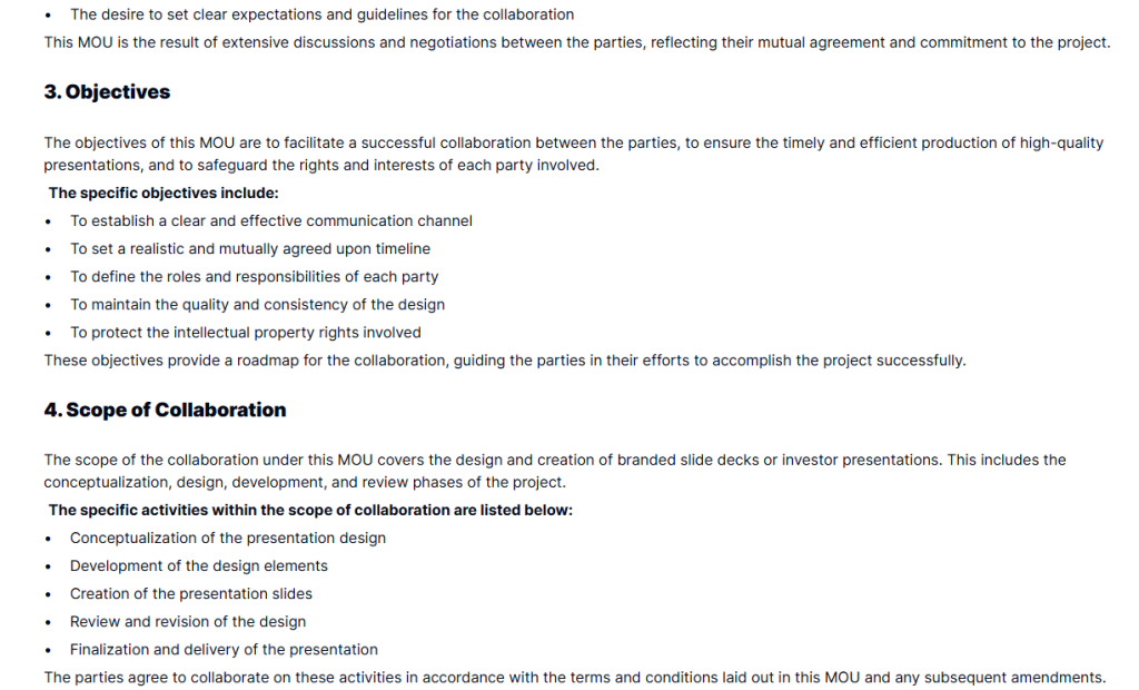 Professional Presentation Design MOU Template  Taskip