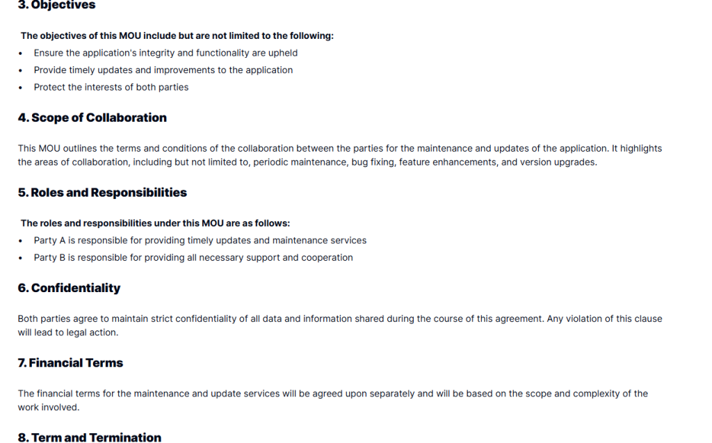 App Maintenance & Update Agreement Template  Taskip