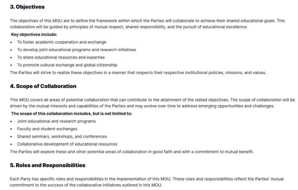 Educational Collaboration MOU Template  Taskip