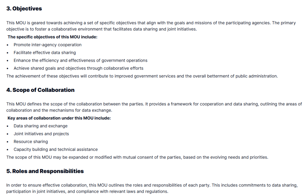 Government-Agency MOU Template , Ready-to-use agreement framework for defining roles, goals, and collaboration terms clearly and professionally