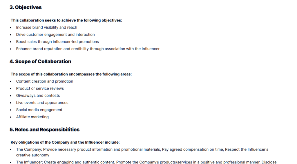 Influencer Collaboration MOU Template  Taskip