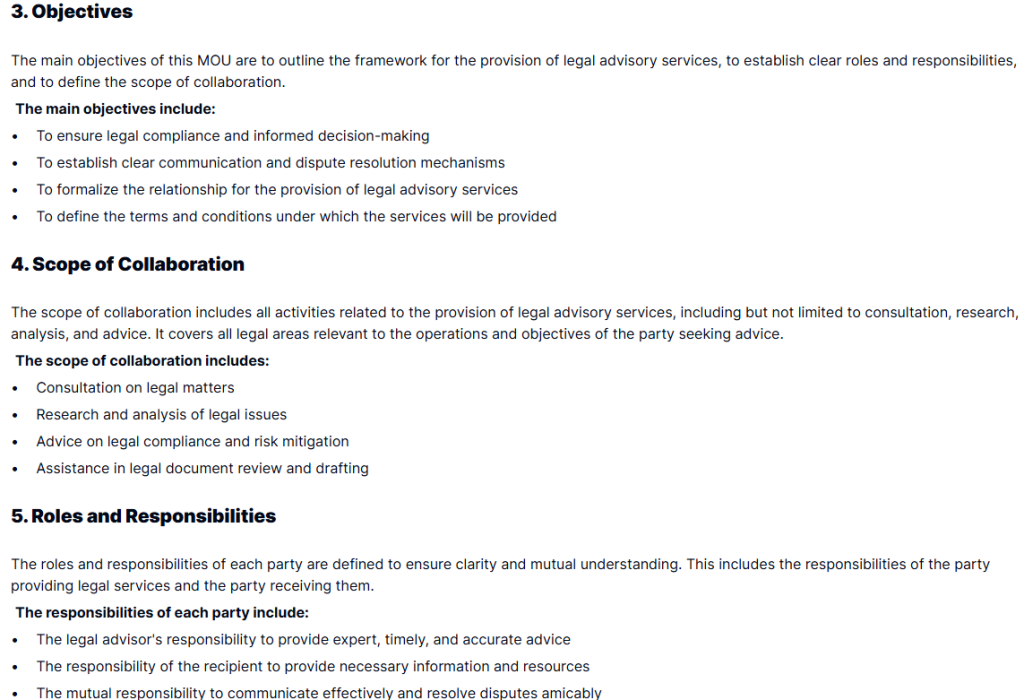 Legal Support MOU Template for seamless partnerships. Customize this non-binding agreement to outline roles, responsibilities, and goals. 