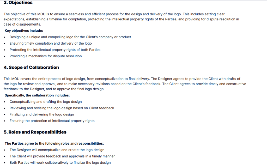 Logo Design Agreement Template  Create Clear MOU with Taskip