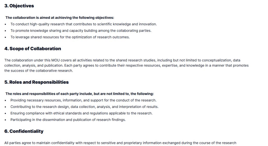 Professional Research Collaboration MOU Template  Taskip