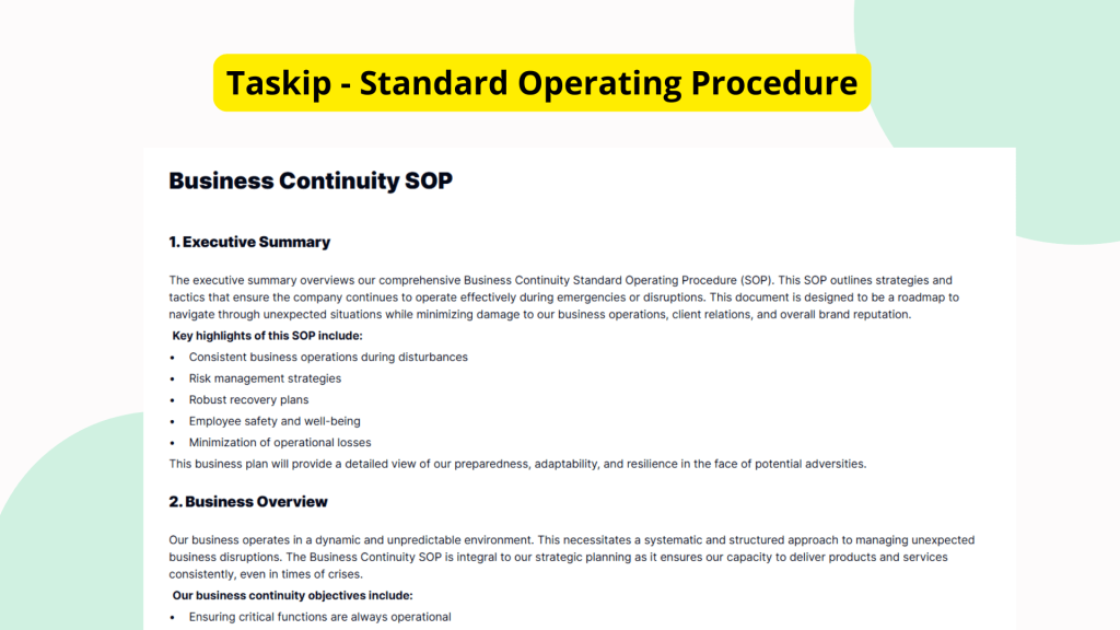 Business Continuity SOP
