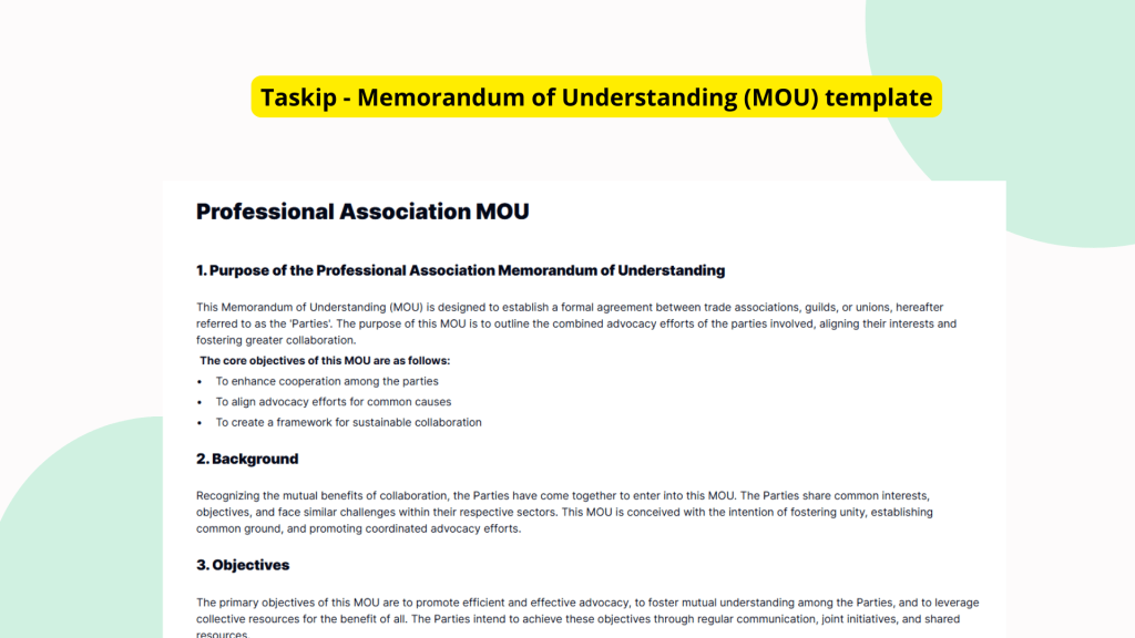 Professional Association MOU