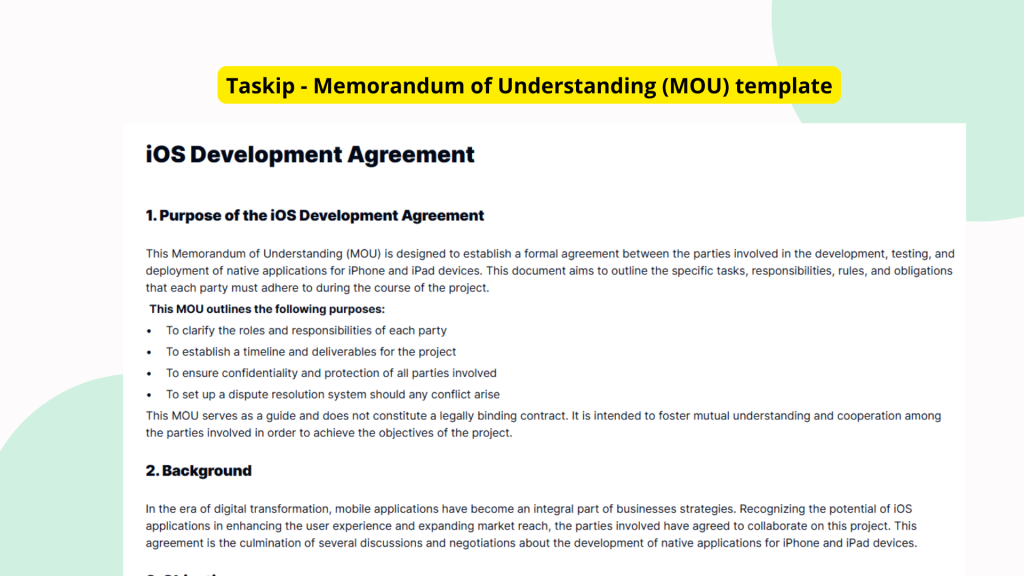 iOS Development Agreement