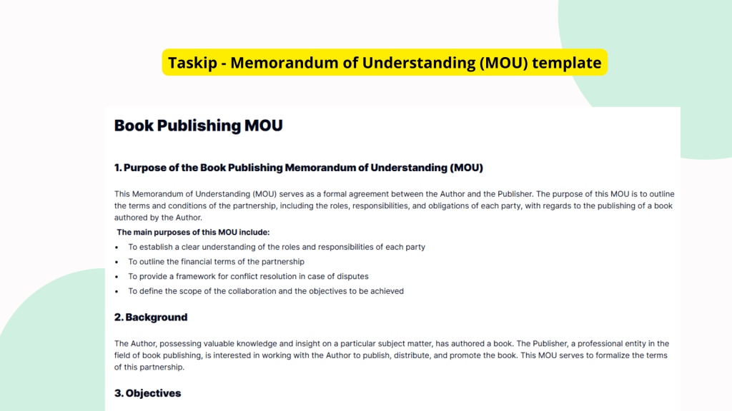 Book Publishing MOU