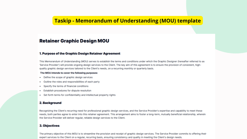 Retainer Graphic Design MOU