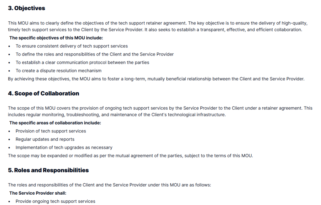 Tech Support Retainer Agreement Template  Download & Edit Online
