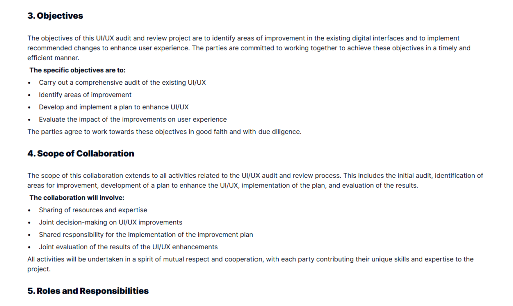 UIUX Audit & Review Agreement  Free & Customizable