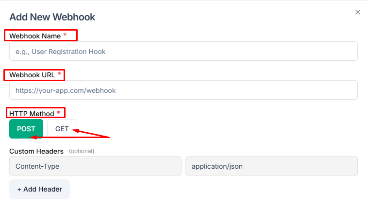 Add new webhook in Taskip