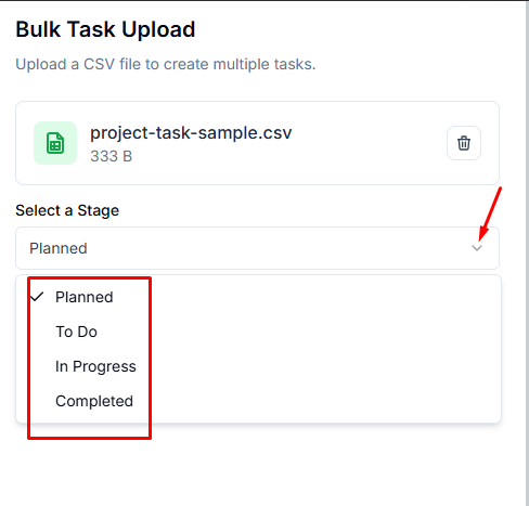 Import CSV in taskip