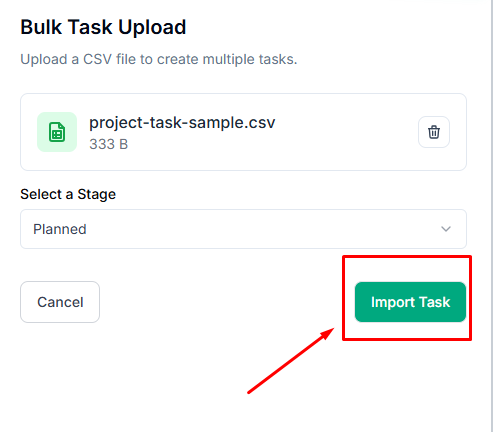 Import CSV in taskip