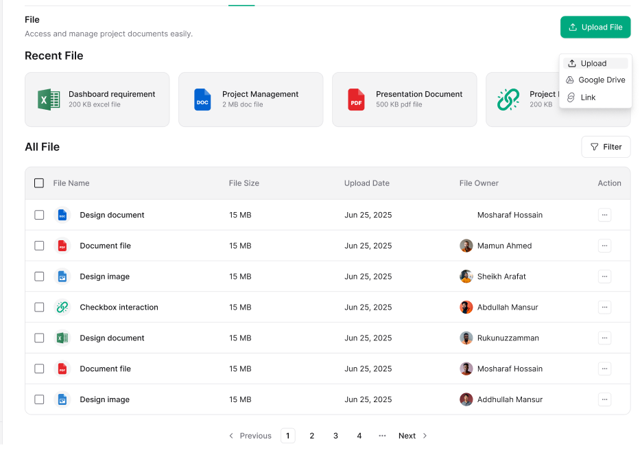 view all uploaded files in taskip