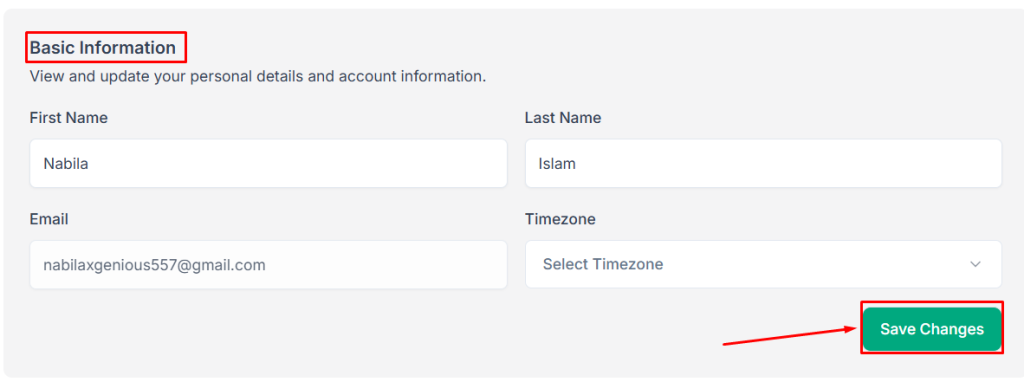 Basic Information update in Taskip 