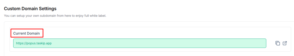 Taskip Custom Domain setting