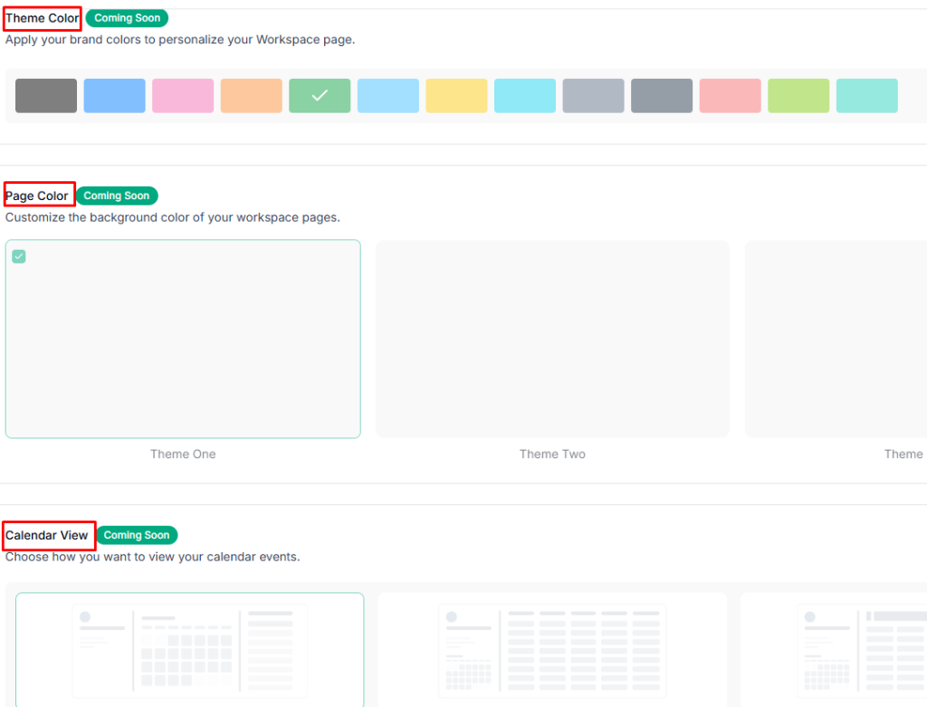 Chose a theme, page color, and calender view in Taskip 