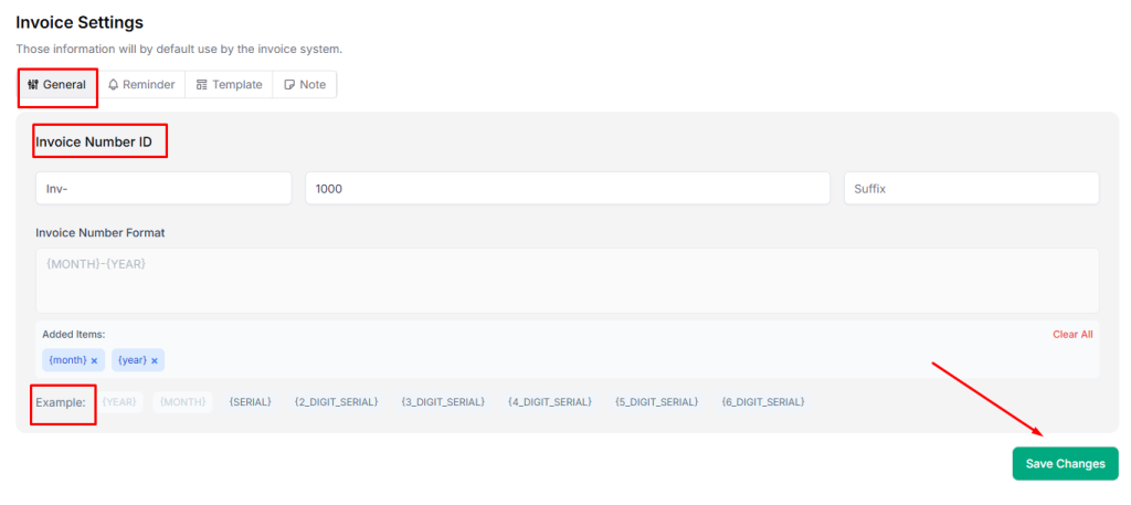 Taskip invoice configuration 