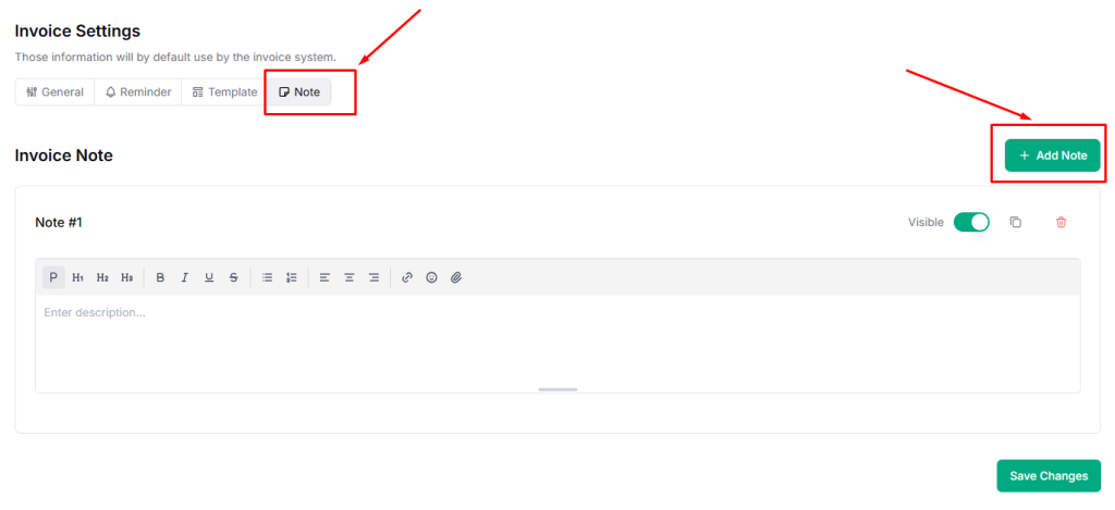 Taskip Invoice Notes