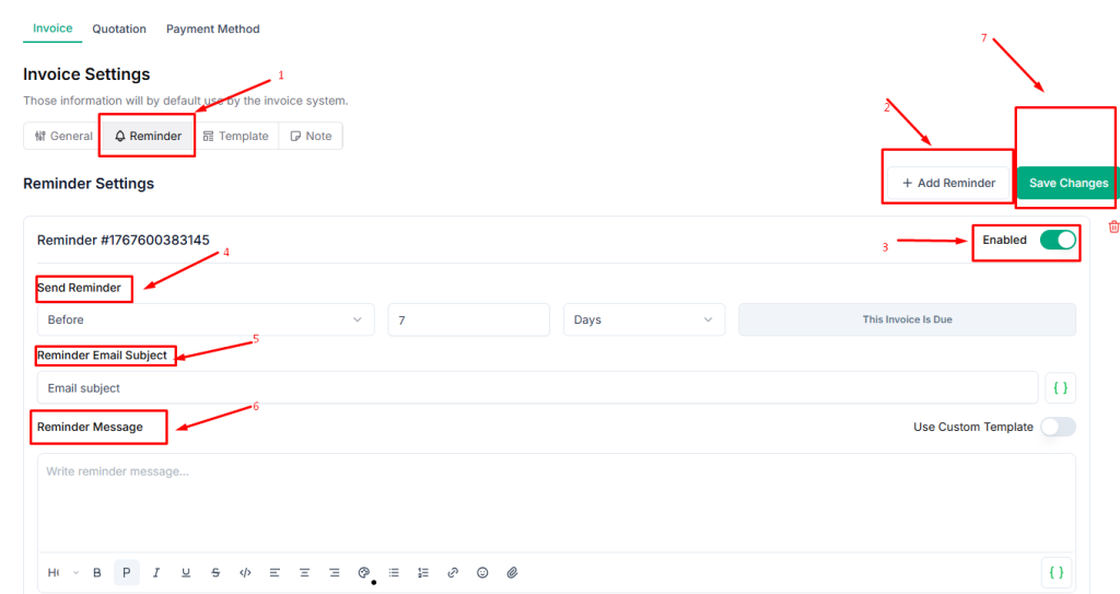 Taskip reminder setting