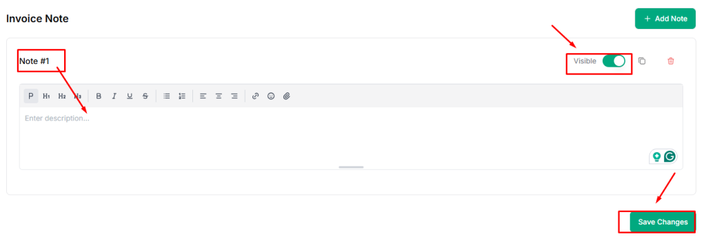 Taskip Invoice Notes